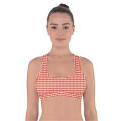 Gingham Plaid Fabric Pattern Red Cross Back Sports Bra by HermanTelo