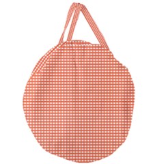 Gingham Plaid Fabric Pattern Red Giant Round Zipper Tote by HermanTelo