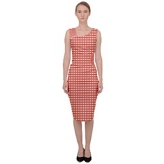 Gingham Plaid Fabric Pattern Red Sleeveless Pencil Dress by HermanTelo