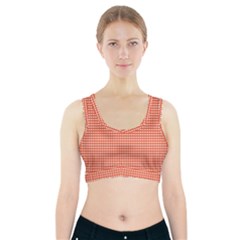 Gingham Plaid Fabric Pattern Red Sports Bra With Pocket by HermanTelo