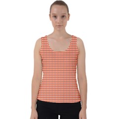 Gingham Plaid Fabric Pattern Red Velvet Tank Top by HermanTelo