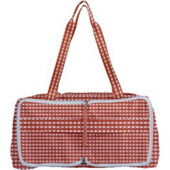 Gingham Plaid Fabric Pattern Red Multi Function Bag by HermanTelo