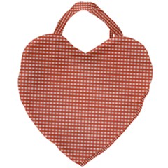 Gingham Plaid Fabric Pattern Red Giant Heart Shaped Tote by HermanTelo