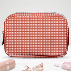 Gingham Plaid Fabric Pattern Red Make Up Pouch (small)