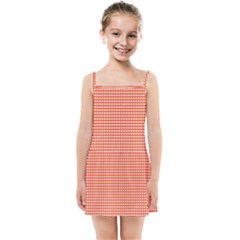 Gingham Plaid Fabric Pattern Red Kids  Summer Sun Dress by HermanTelo