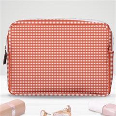 Gingham Plaid Fabric Pattern Red Make Up Pouch (Medium)