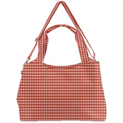 Gingham Plaid Fabric Pattern Red Double Compartment Shoulder Bag by HermanTelo