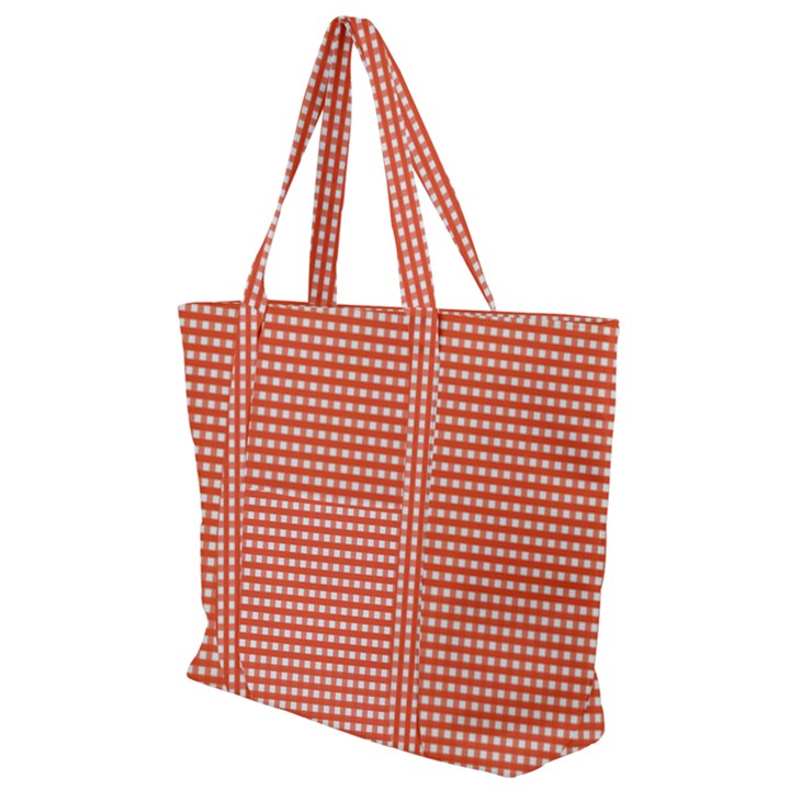 Gingham Plaid Fabric Pattern Red Zip Up Canvas Bag