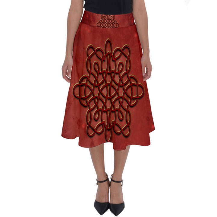 Elegant Decorative Celtic Knot Perfect Length Midi Skirt