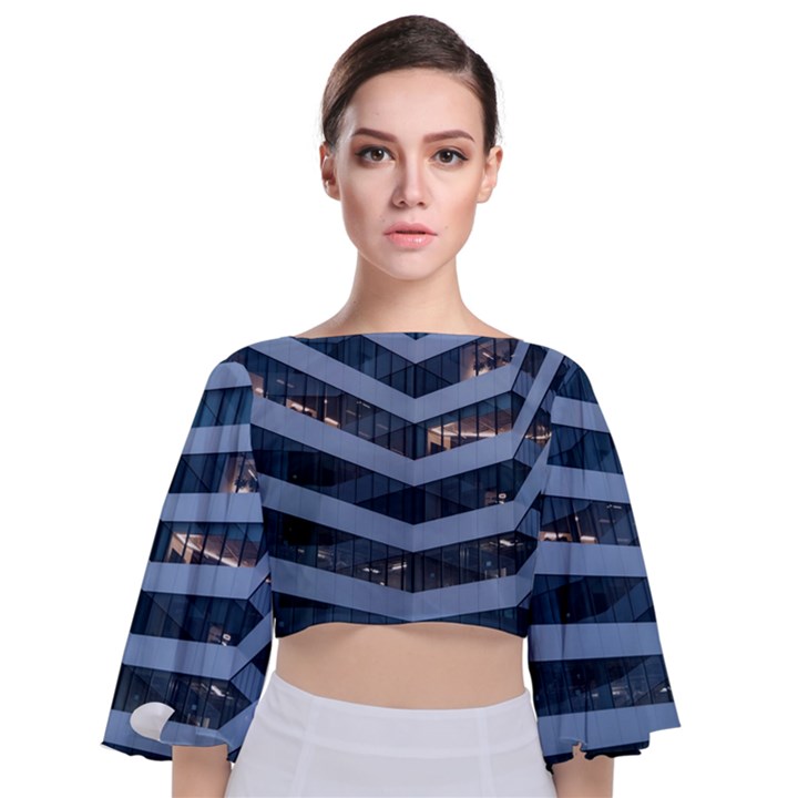 Architectural Design Architecture Building Business Tie Back Butterfly Sleeve Chiffon Top