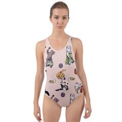 Funny Cats Cut-out Back One Piece Swimsuit by Sobalvarro