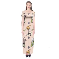 Funny Cats Short Sleeve Maxi Dress by Sobalvarro