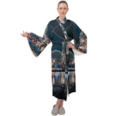 Silver Dome Maxi Tie Front Velour Kimono