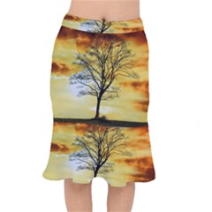 Branches Dawn Dusk Fall Short Mermaid Skirt by Pakrebo