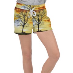 Branches Dawn Dusk Fall Women s Velour Lounge Shorts by Pakrebo