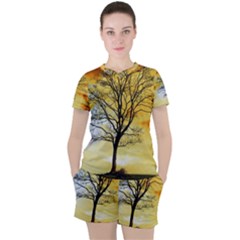 Branches Dawn Dusk Fall Women s Tee And Shorts Set