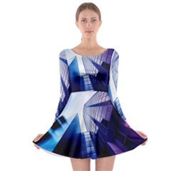 Abstract Architectural Design Architecture Building Long Sleeve Skater Dress by Pakrebo