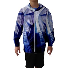 Abstract Architectural Design Architecture Building Kids  Hooded Windbreaker by Pakrebo