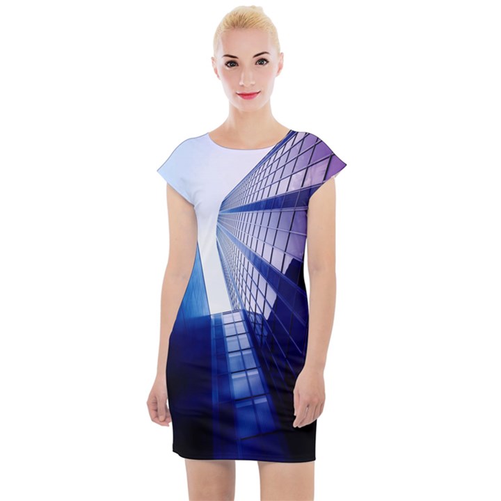 Abstract Architectural Design Architecture Building Cap Sleeve Bodycon Dress