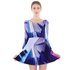 Abstract Architectural Design Architecture Building Long Sleeve Velvet Skater Dress by Pakrebo