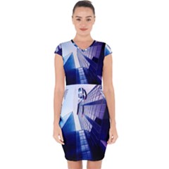 Abstract Architectural Design Architecture Building Capsleeve Drawstring Dress  by Pakrebo