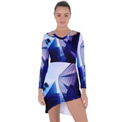 Abstract Architectural Design Architecture Building Asymmetric Cut-out Shift Dress by Pakrebo