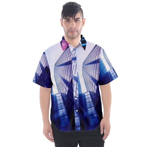 Abstract Architectural Design Architecture Building Men s Short Sleeve Shirt by Pakrebo