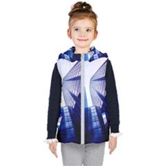 Abstract Architectural Design Architecture Building Kids  Hooded Puffer Vest by Pakrebo