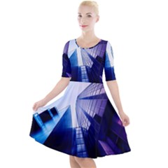 Abstract Architectural Design Architecture Building Quarter Sleeve A-line Dress by Pakrebo