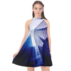 Abstract Architectural Design Architecture Building Halter Neckline Chiffon Dress  by Pakrebo