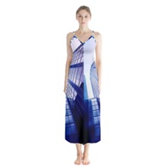 Abstract Architectural Design Architecture Building Button Up Chiffon Maxi Dress by Pakrebo