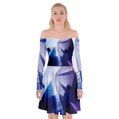 Abstract Architectural Design Architecture Building Off Shoulder Skater Dress by Pakrebo