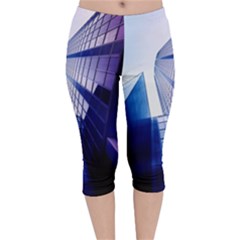 Abstract Architectural Design Architecture Building Velvet Capri Leggings  by Pakrebo