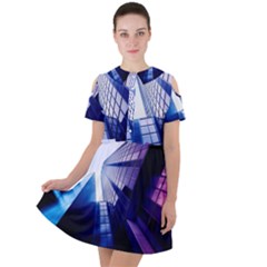 Abstract Architectural Design Architecture Building Short Sleeve Shoulder Cut Out Dress  by Pakrebo