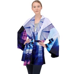 Abstract Architectural Design Architecture Building Velvet Kimono Robe by Pakrebo