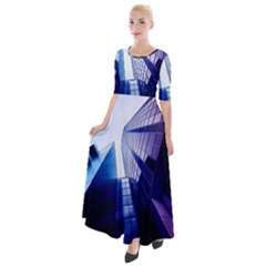 Abstract Architectural Design Architecture Building Half Sleeves Maxi Dress by Pakrebo