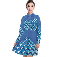 Art Building Pattern Abstract Long Sleeve Chiffon Shirt Dress by Pakrebo