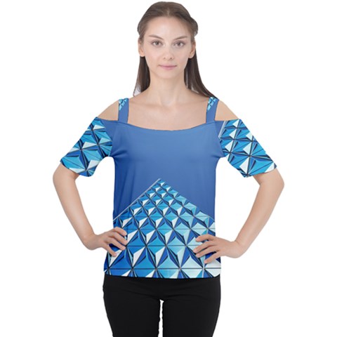 Art Building Pattern Abstract Cutout Shoulder Tee by Pakrebo