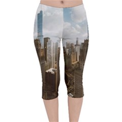 Architectural Design Architecture Buildings City Velvet Capri Leggings  by Pakrebo