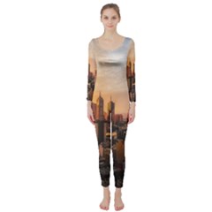 View Of High Rise Buildings During Day Time Long Sleeve Catsuit by Pakrebo