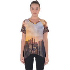 View Of High Rise Buildings During Day Time Cut Out Side Drop Tee by Pakrebo