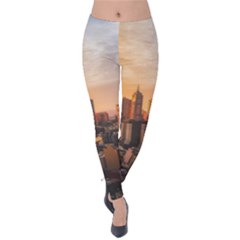 View Of High Rise Buildings During Day Time Velvet Leggings by Pakrebo