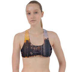 View Of High Rise Buildings During Day Time Criss Cross Racerback Sports Bra by Pakrebo