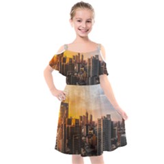 View Of High Rise Buildings During Day Time Kids  Cut Out Shoulders Chiffon Dress by Pakrebo