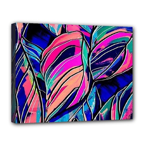 Tropical Leaves Resize 2000x2000 Same A3580b Canvas 14  X 11  (stretched) by Sobalvarro