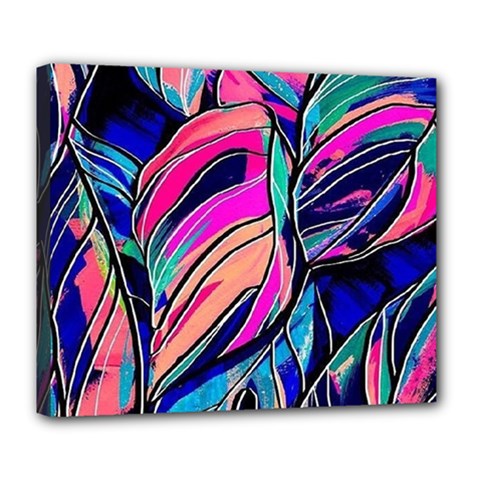 Tropical Leaves Resize 2000x2000 Same A3580b Deluxe Canvas 24  X 20  (stretched) by Sobalvarro