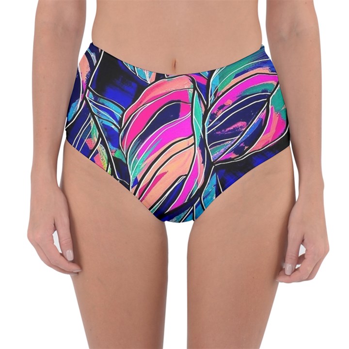 Tropical leaves Resize 2000x2000 Same A3580b Reversible High-Waist Bikini Bottoms