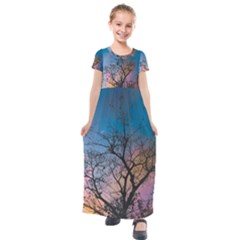 Low Angle Photography Of Bare Tree Kids  Short Sleeve Maxi Dress by Pakrebo