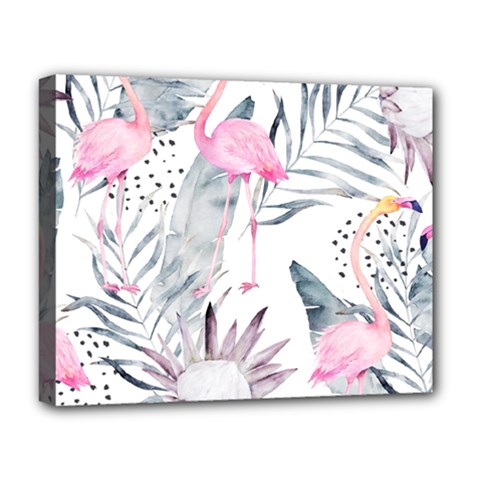 Tropical Flamingos Deluxe Canvas 20  X 16  (stretched) by Sobalvarro