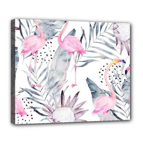 Tropical Flamingos Deluxe Canvas 24  X 20  (stretched) by Sobalvarro